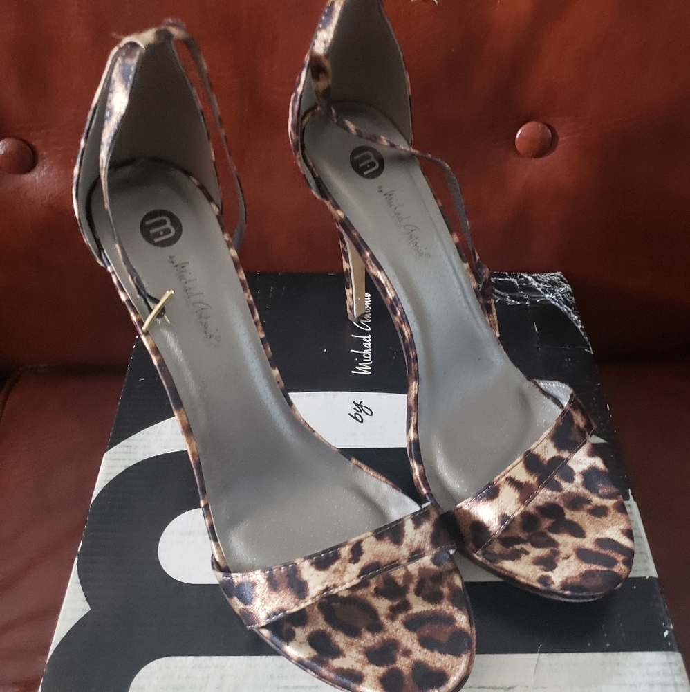 Satin Leopard Print Sandals